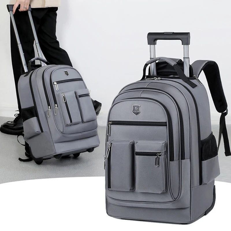 Rolling Backpack for Adults Travel Laptop Backpack with Wheels Carry on Luggage for Business Trip College Commute