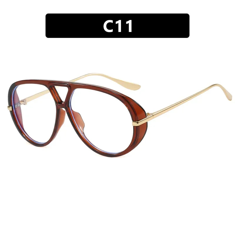 Fashion Punk Big Pilot Sunglasses New Women Luxury 2025 Oversized Double Bridge Hollow Black Yellow Glasses Ladies Metal Female