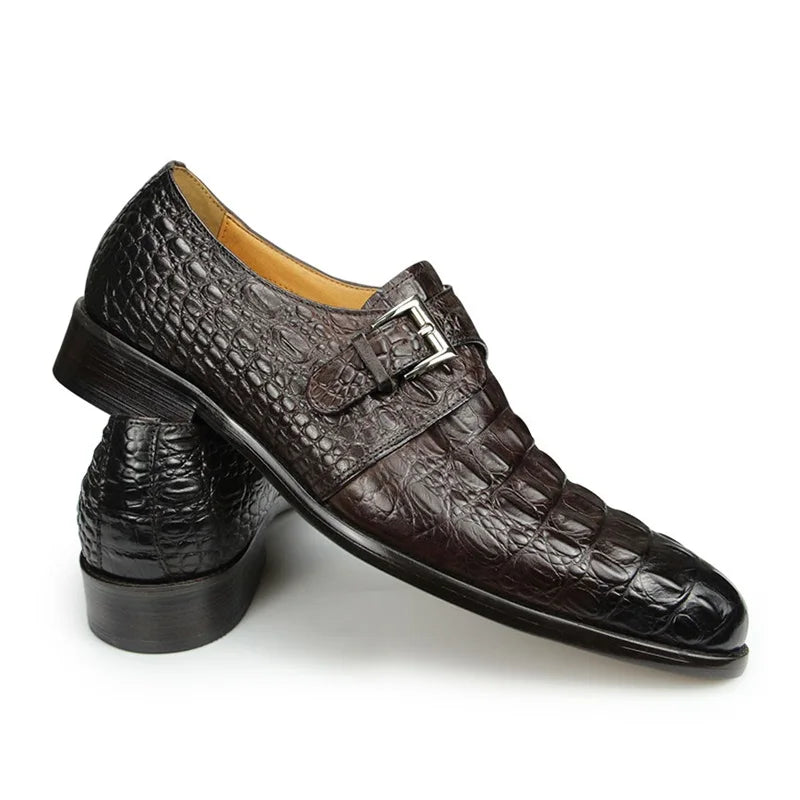 Hot Selling Loafer For Men Crocodile Printing Pointed Toe Formal Cacual Genuine Leather Office Dress Fashion Shoe  Drop Shipping