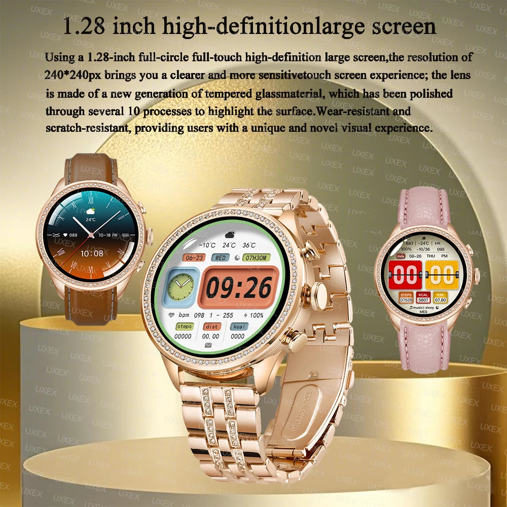 Fashion Luxury Gold Women Smart Watches Valentine's Gift Diamond Bracelet Bluetooth Call Notification Reminder Smartwatch Ladies
