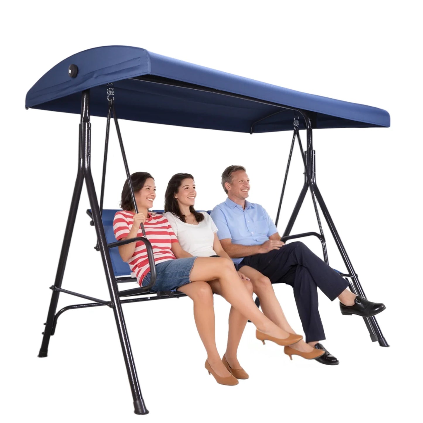3-Seat Outdoor Porch Swing with Adjustable Canopy Bench Swing Chair Patio Swing Chair for Home Garden Poolside Balcony Backyard