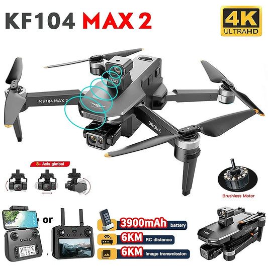 Professional KF104 MAX2 Drone WIFI 360 Obstacle Avoidance Touch Screen FPV Brushless With 4K Camera 3-Axis Gimbal RC Dron