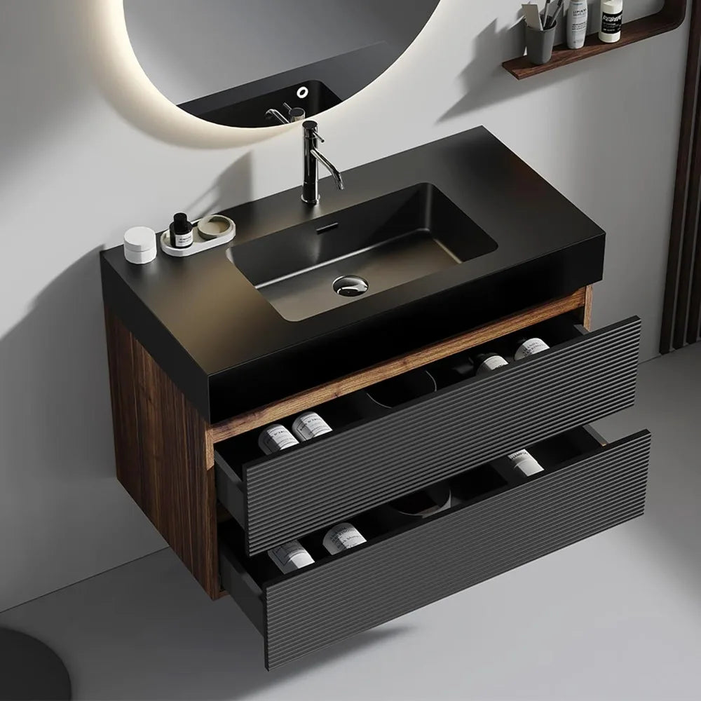 36" Floating Bathroom Vanity with Sink,Modern Wall-Mounted Bathroom Vanity with Ample Storage Sturdy Wood Frame, Luxury Cabinet