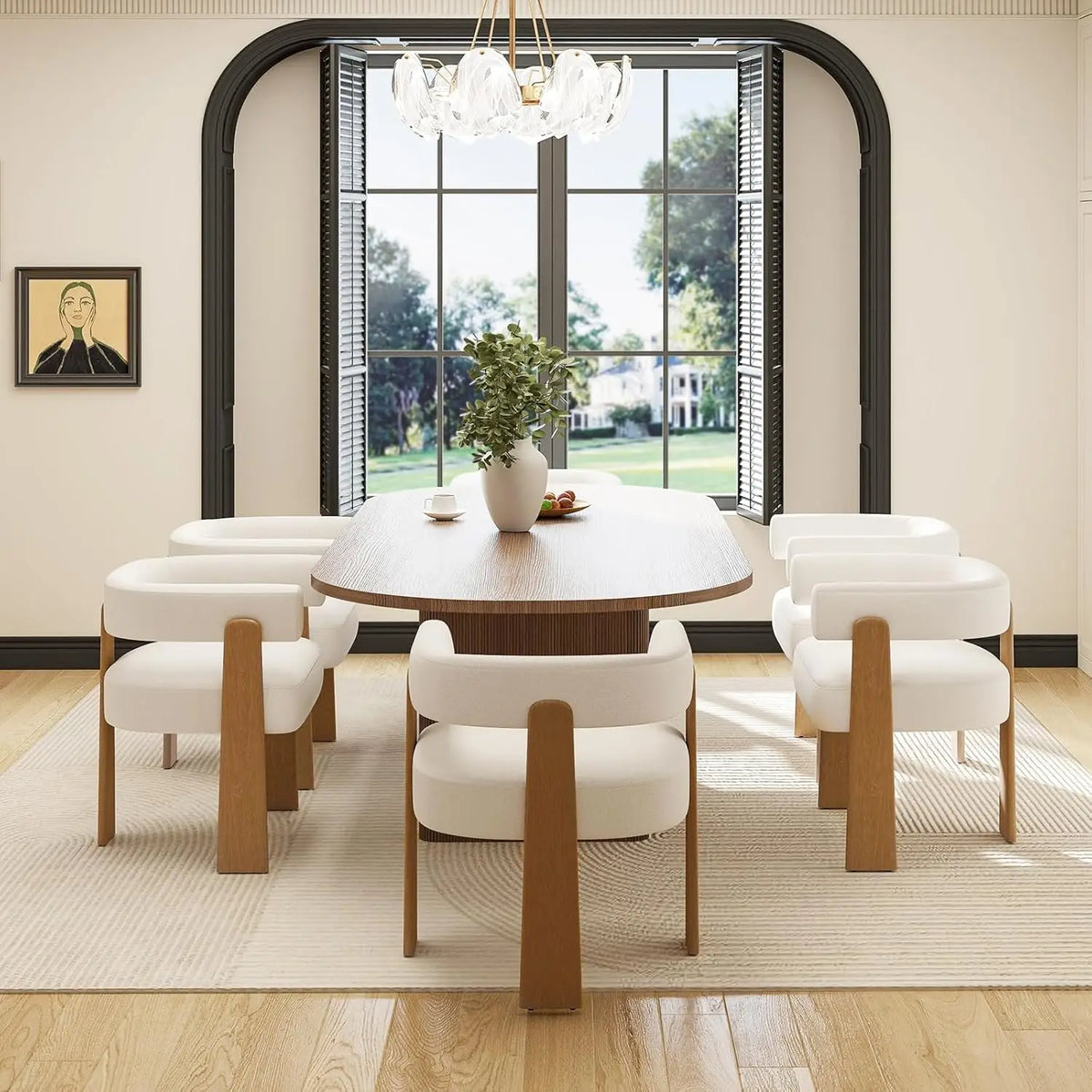 Dining Chairs Set of 6, Modern Black Barrel Chairs with Arms and Elegant Golden Legs
