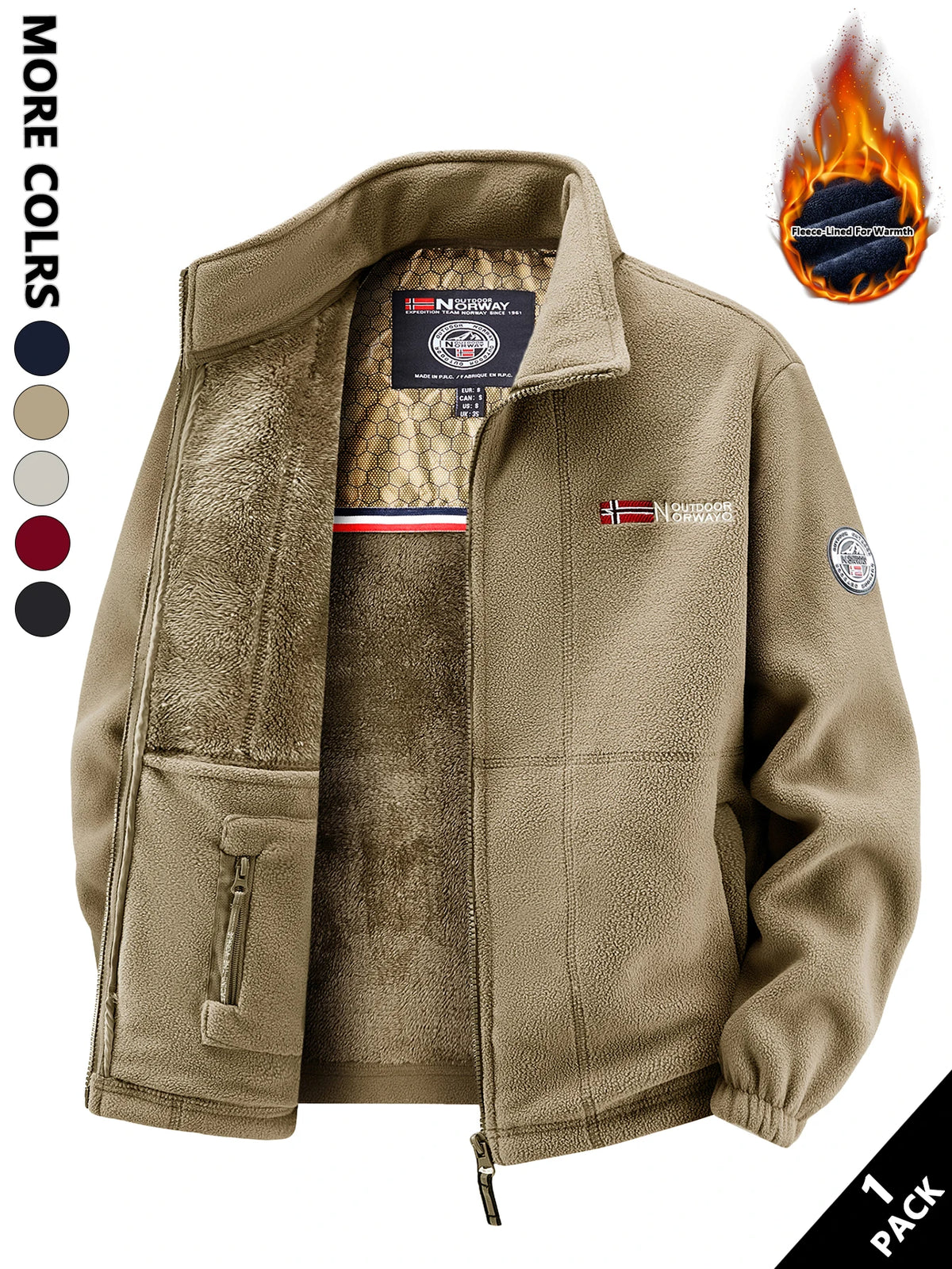 Men's Fleece Jacket, Soft and Skin-Friendly, Heat-Retaining and Wind-Resistant, Suitable for Daily Commuting, Home Leisure