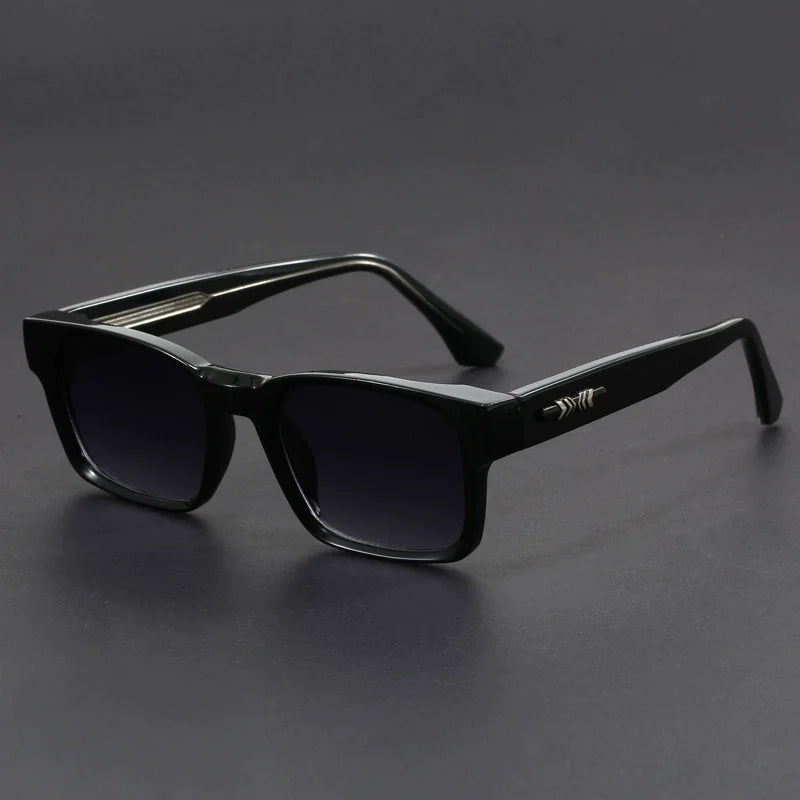 Fashionable Retro Square Black and Leopard Print Full Frame Anti-Uv Sunglasses for Men Japanese Simple Literary Style Shades