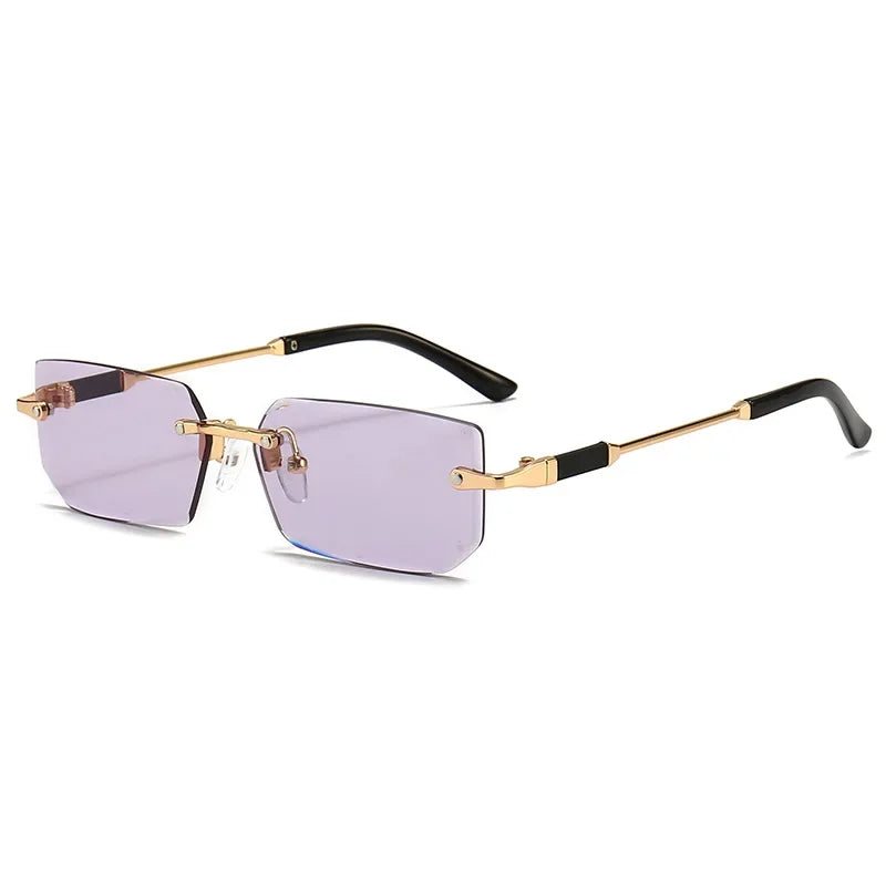 Fashion Rimless Rectangle Sunglasses Popular Women Men Shades Small Square Sun Glasses For Female Male Summer Traveling Oculos