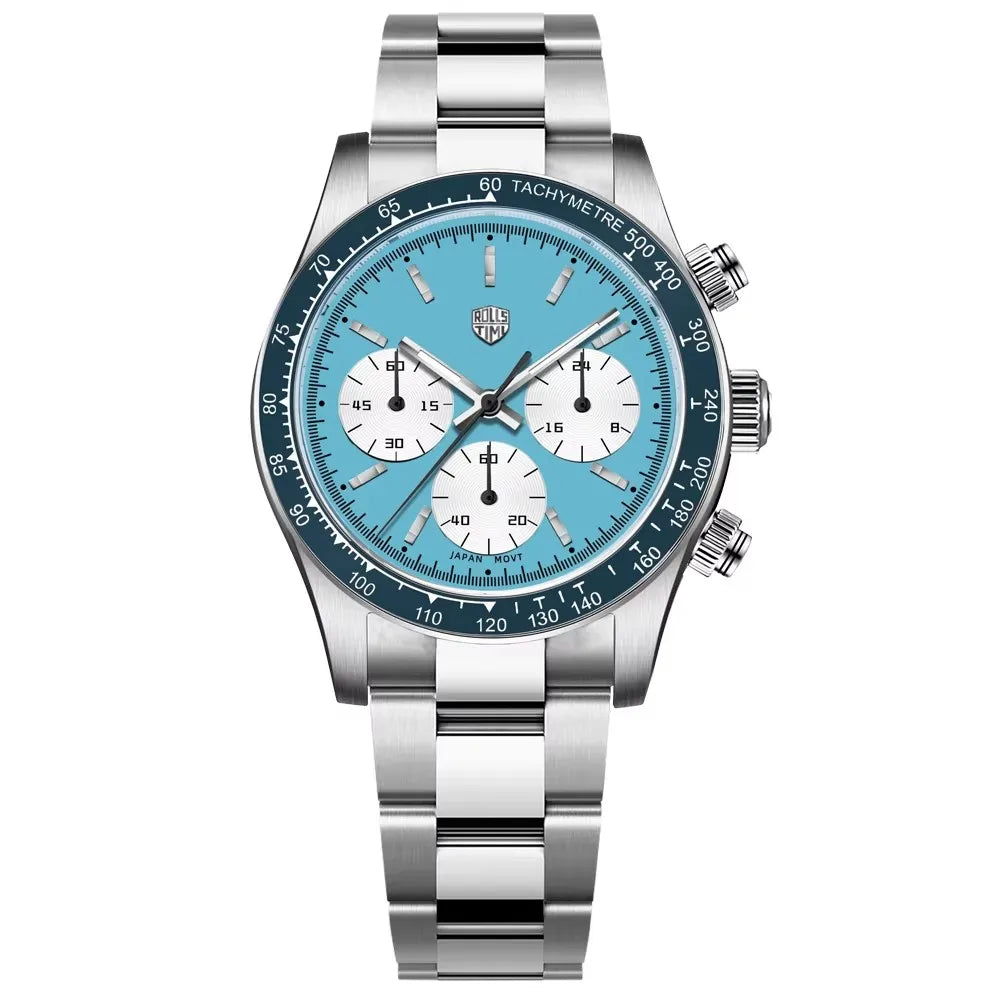 2025 New RollsTimi Men's Watches Luxury Quartz Chronograph Watch For Men Speed Wristwatches Ceramic Bezel AR Sapphire Waterproof