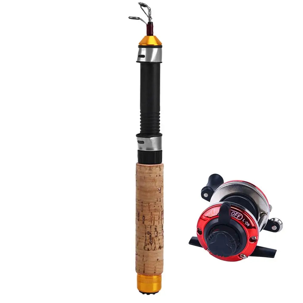 Telescopic Ice Fishing Rod With Reel Mini Fishing Rod 60 80 100CM Carbon River Shrimp Carp Fishing Pole For Winter Fishing Gears