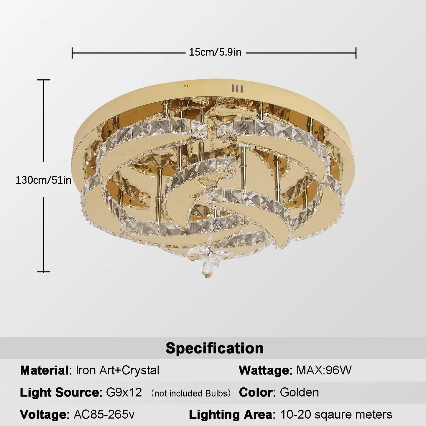 Luxury Crystal Ceiling Lamp Modern Gold Chandelier Led Living Dining Room RC Dimmable Pendant Light Home Decor Fixture Lustre