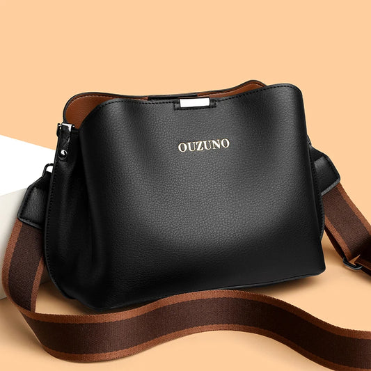 Women's Bag 2025 Fashion New Bucket Middle-Aged Shoulder Bag Crossbody Bag Easiest for Match Soft Leather Large Capacity Mom Bag