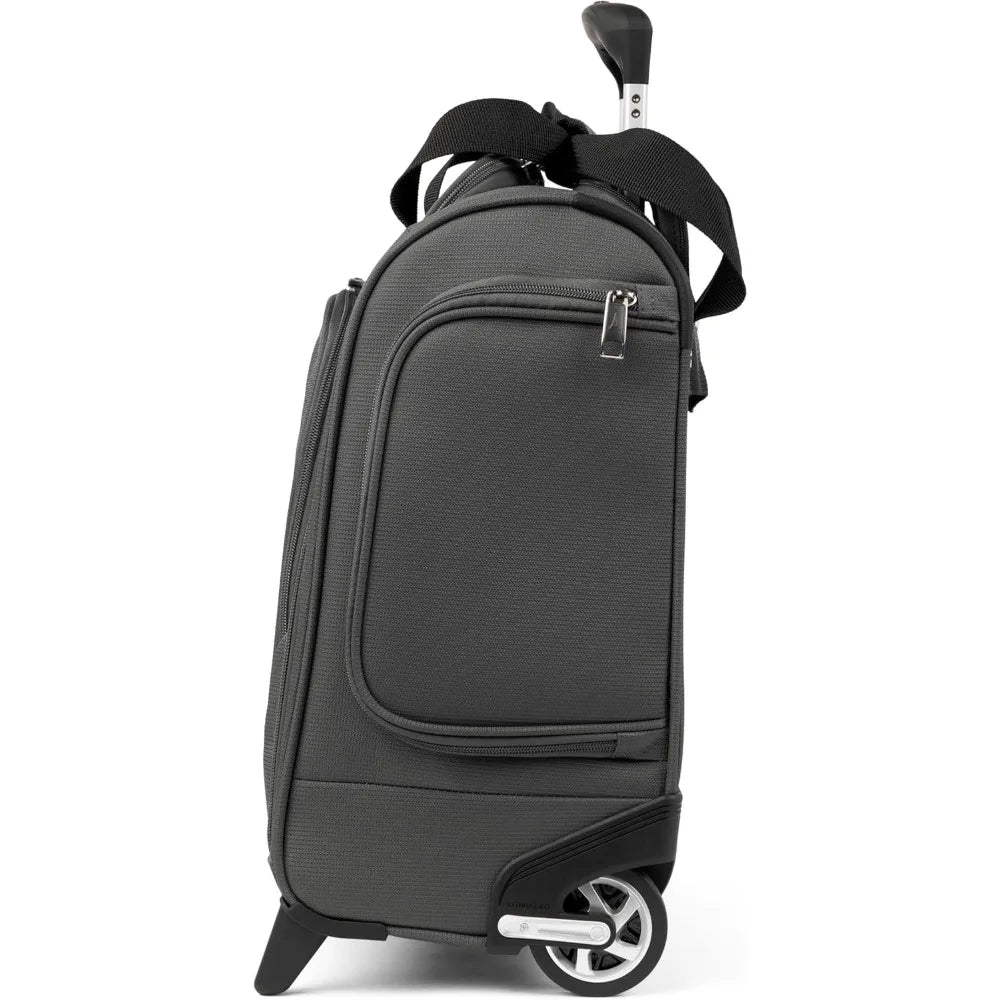 Compact Lightweight Rolling Underseat Carry-On Bag, Softside Travel Luggage for Men and Women, Shadow Grey, 2 Wheels