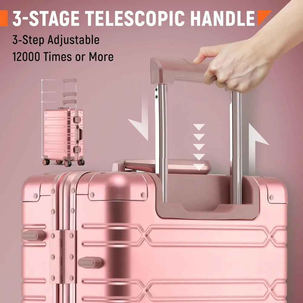 All Aluminum Carry On Luggage Hard Shell Suitcases with Spinner Wheels Zipperless Luggage 20 inch Small Carry On