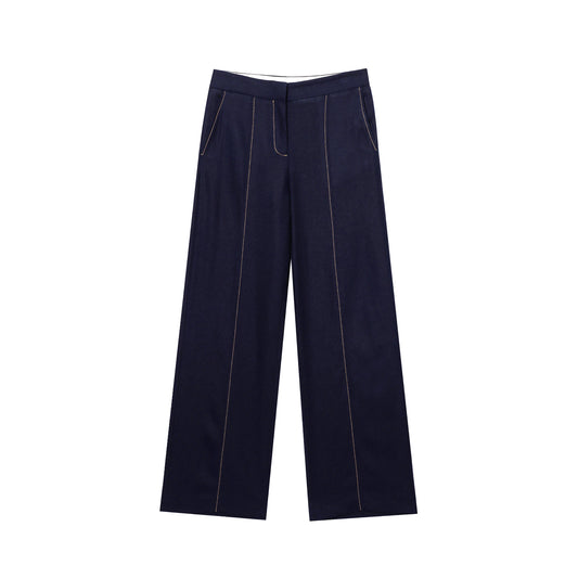Women's clothing 2025 autumn new product fashion blended line decoration straight casual trousers