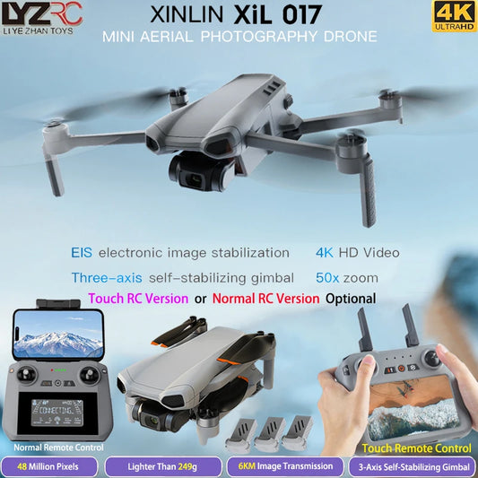 XINLIN XiL 017 Drone 4K HD Camera 3-Axis Gimbal Touch Screen 249g Ultralight design Brushless EIS Electronic RC Quadcopter Toys