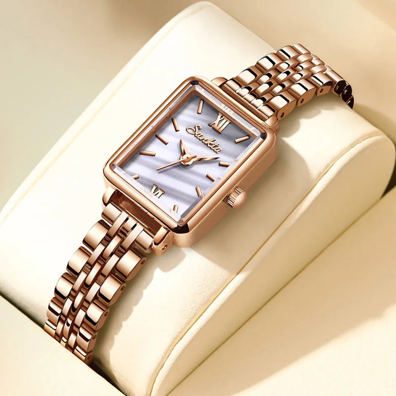 SUNKTA Fashion Ladies Watch Elegant Dress Womens Wristwatches Ceramic Bracelet Watches for Women Waterproof Clock Reloj Mujer