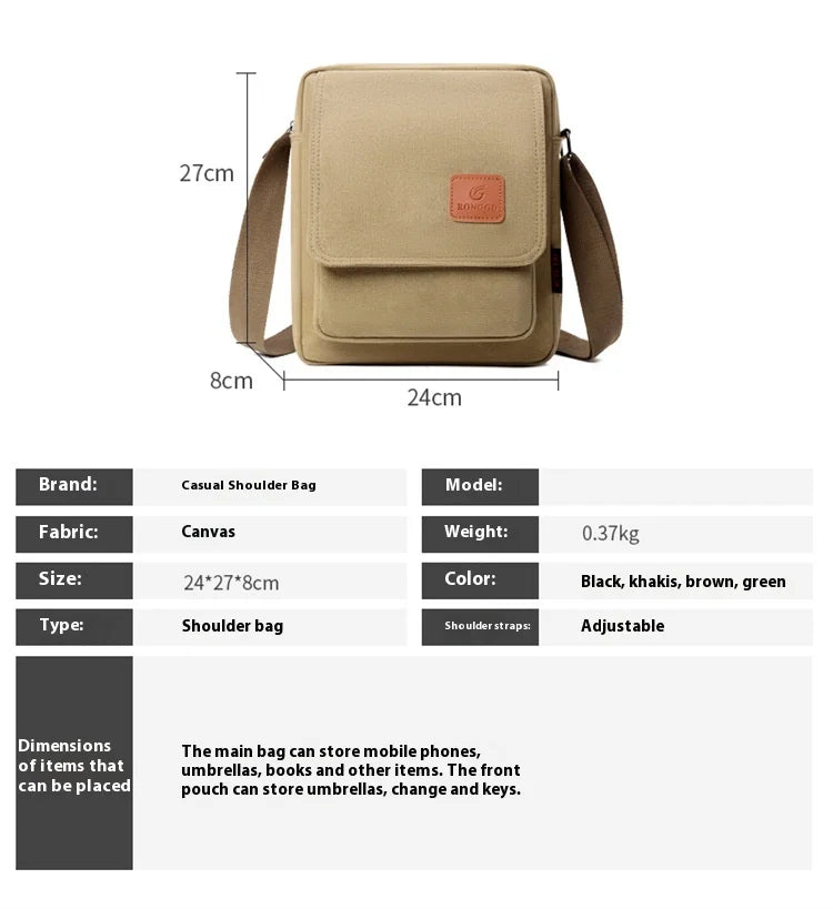Messenger bag large capacity men's bag men's high-end canvas bag multi-layer backpack retro men's casual shoulder bag