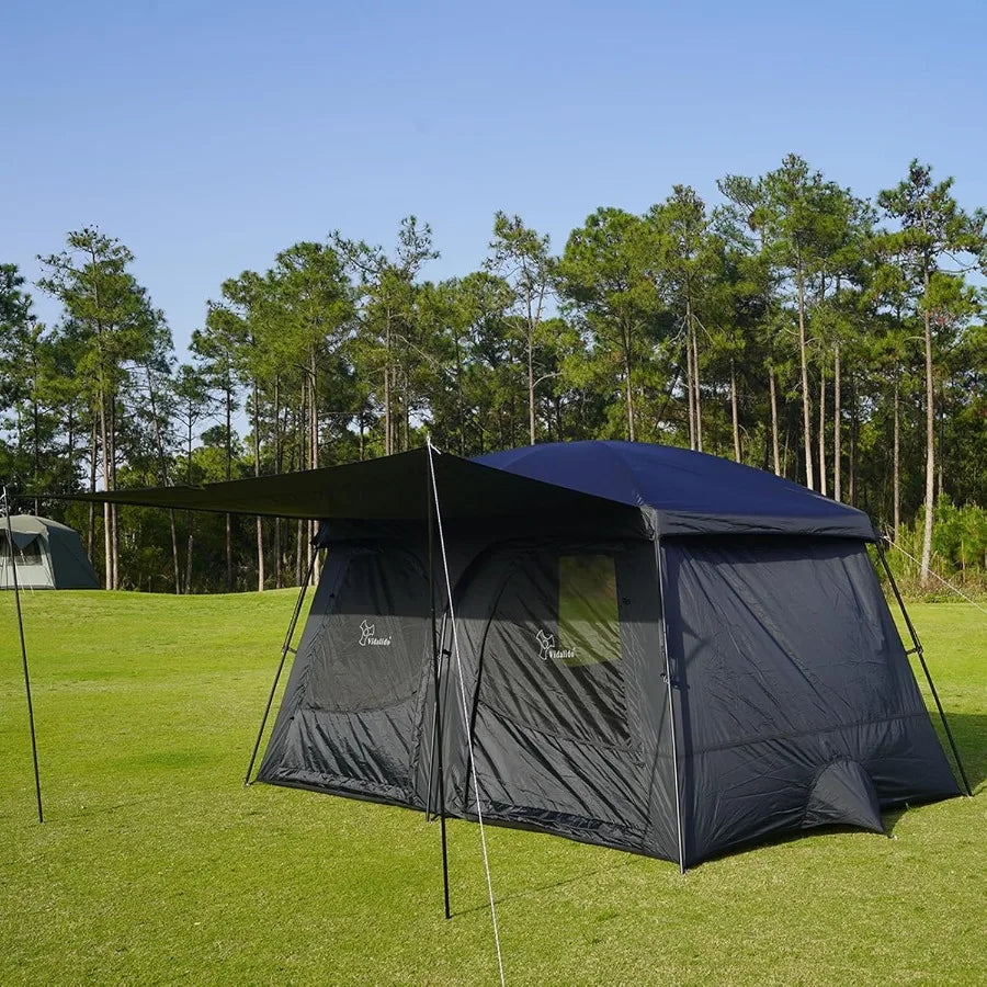Tents3-4 Person Camping Tent with Extended VestibuleWeather Resistant Family Tents with Breathable Mesh WindowsEasy Install Wat