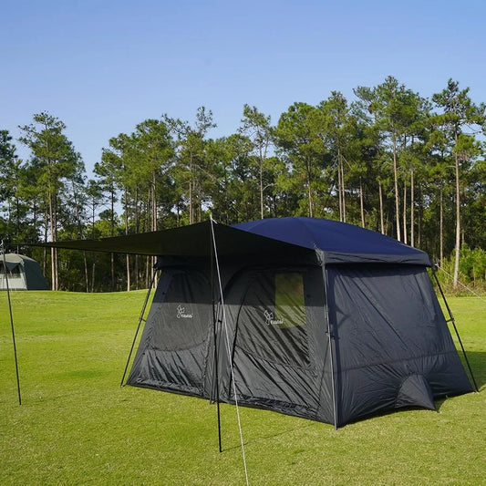 Tents3-4 Person Camping Tent with Extended VestibuleWeather Resistant Family Tents with Breathable Mesh WindowsEasy Install Wat