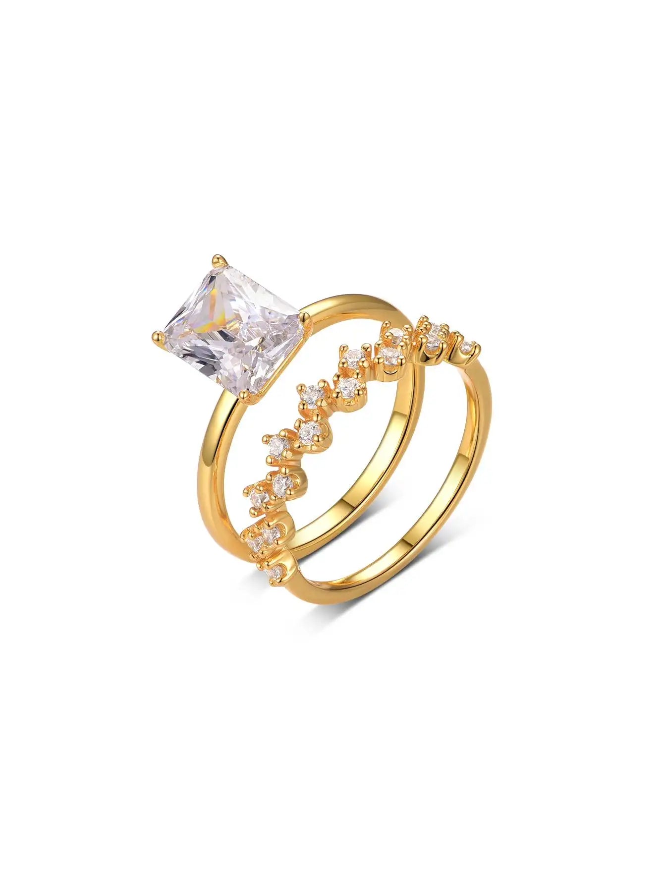 S925 Sterling Silver Rectangular 3CT Moissanite Ring Set Fine Jewelry Gold-plated 18k Suitable for Gift Giving Birthday Gift