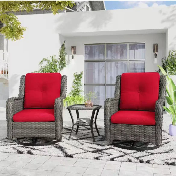Wicker Patio Conversation Set with Cushions,Modern and chic bistro table set integrate with outdoor/indoor living space