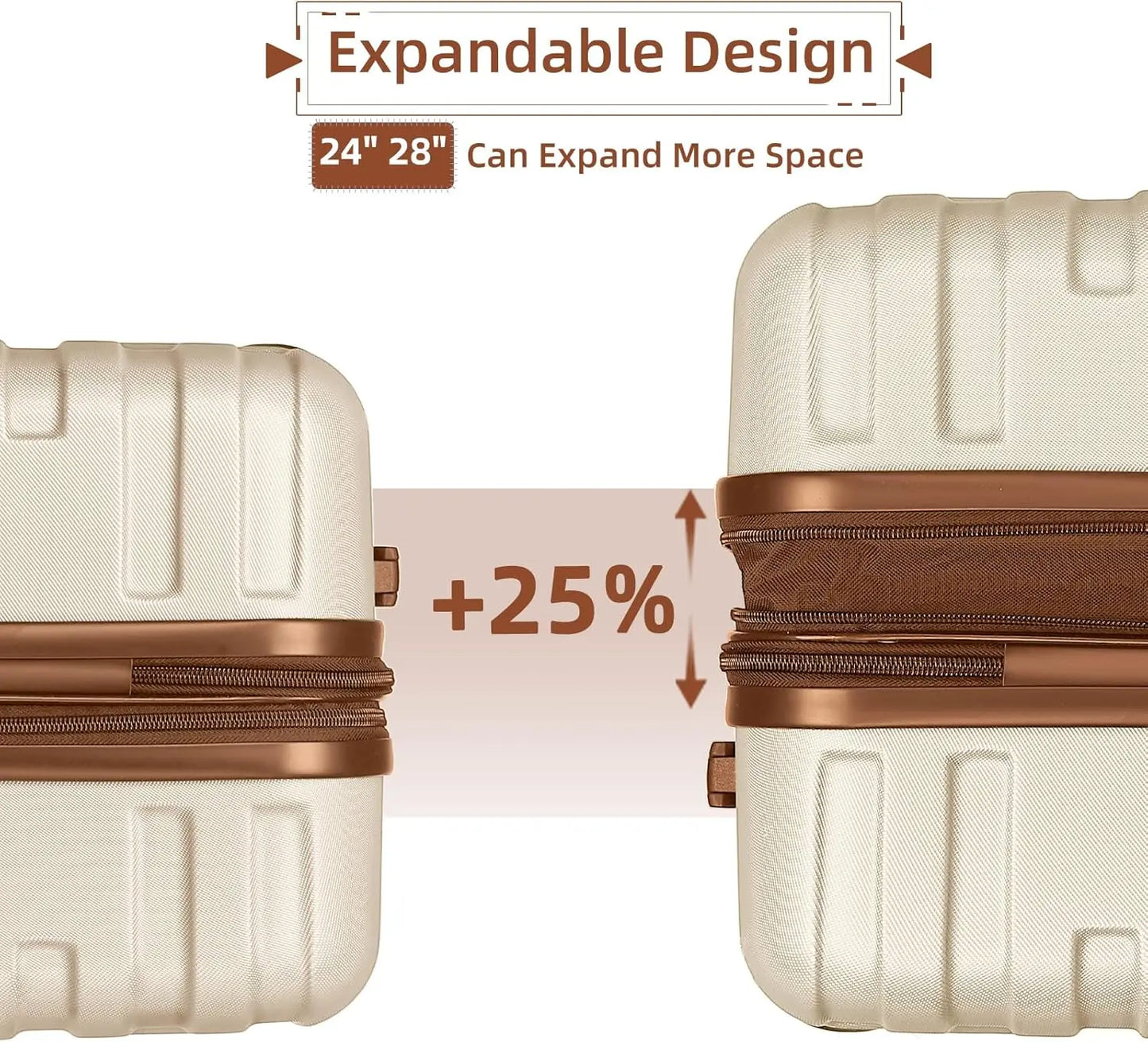 Luggage Sets 6 Piece with Duffel Bags, Hardside Expandable Suitcases with Spinner Wheels TSA Lock, Cream Large capacity suitcase