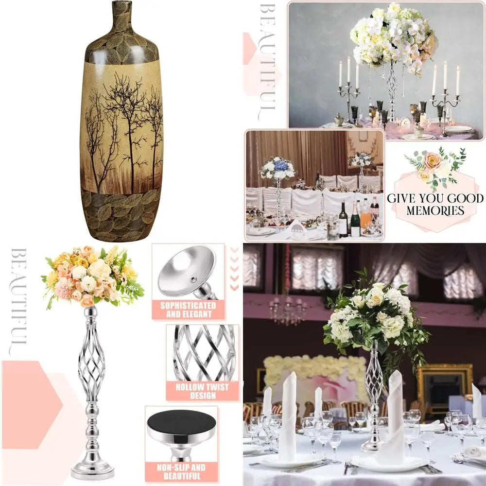 Large Handcrafted Ceramic Floor Vase - Golden & Green - Tall Earth-Tone Decor for Table or Floor