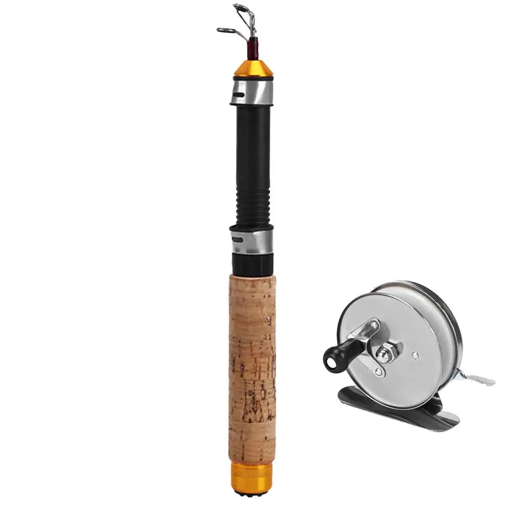 Telescopic Ice Fishing Rod With Reel Mini Fishing Rod 60 80 100CM Carbon River Shrimp Carp Fishing Pole For Winter Fishing Gears