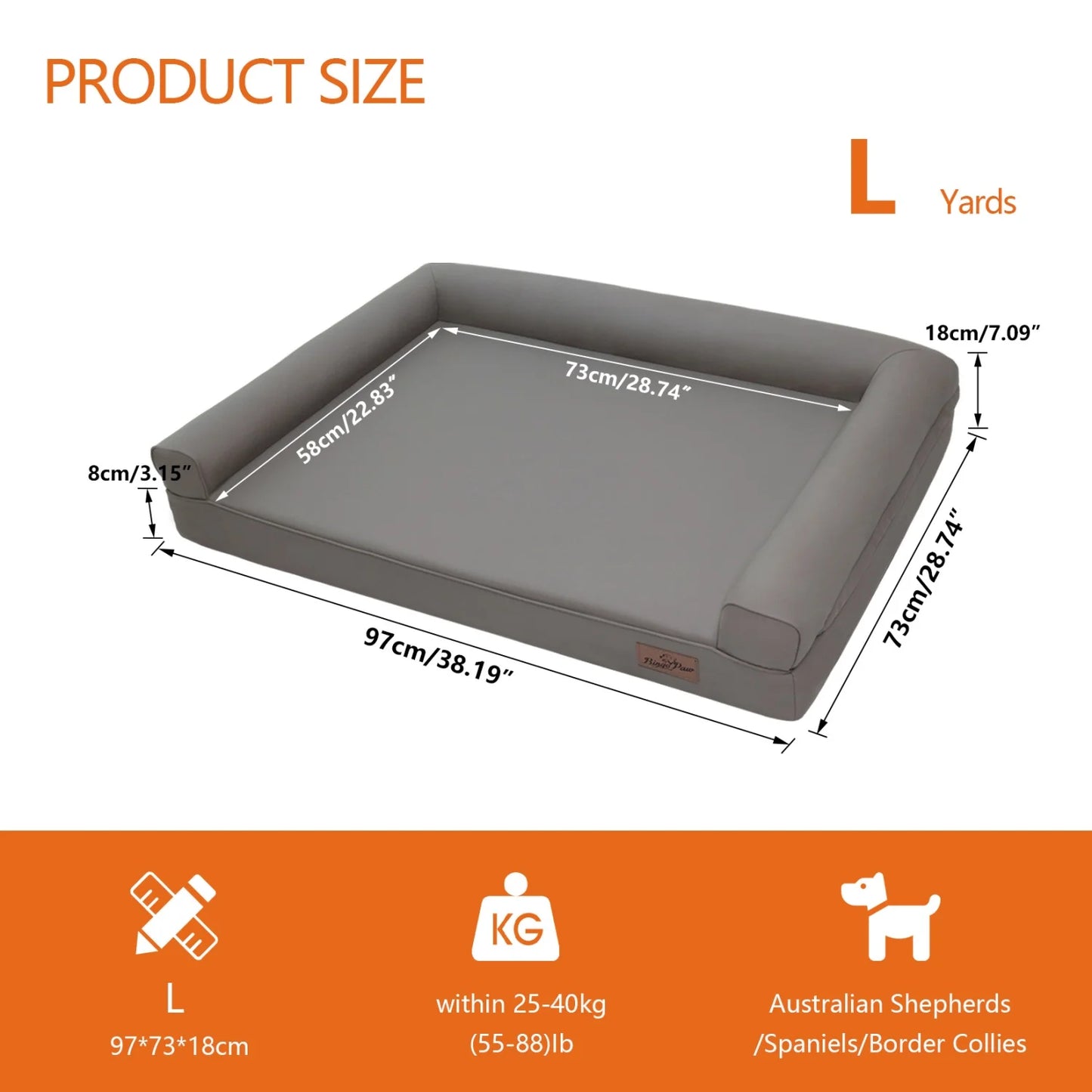 M-2XL Microfiber Leather Dog Bed Sofa Couch Bed with Supportive Bolster and Foam Base Pet Sleeping Bed for All Breed