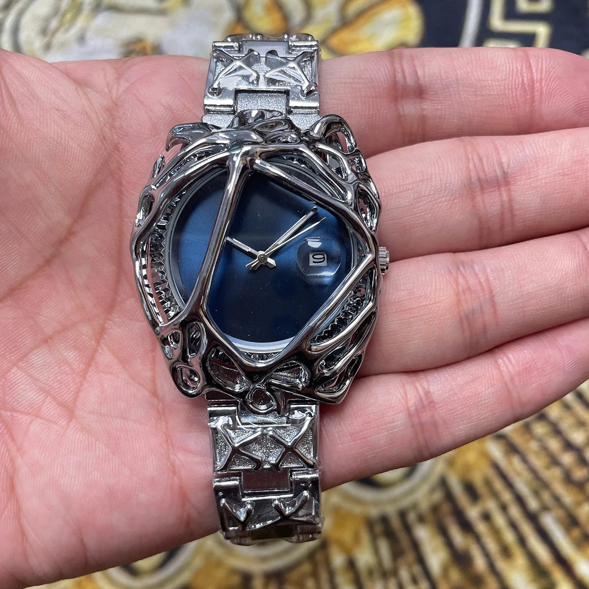 New Y2K Watches for Men Alien Spider Web Alabaster Watch Calendar Waterproof Quartz Wristwatches Relogio Masculino Drop Shipping