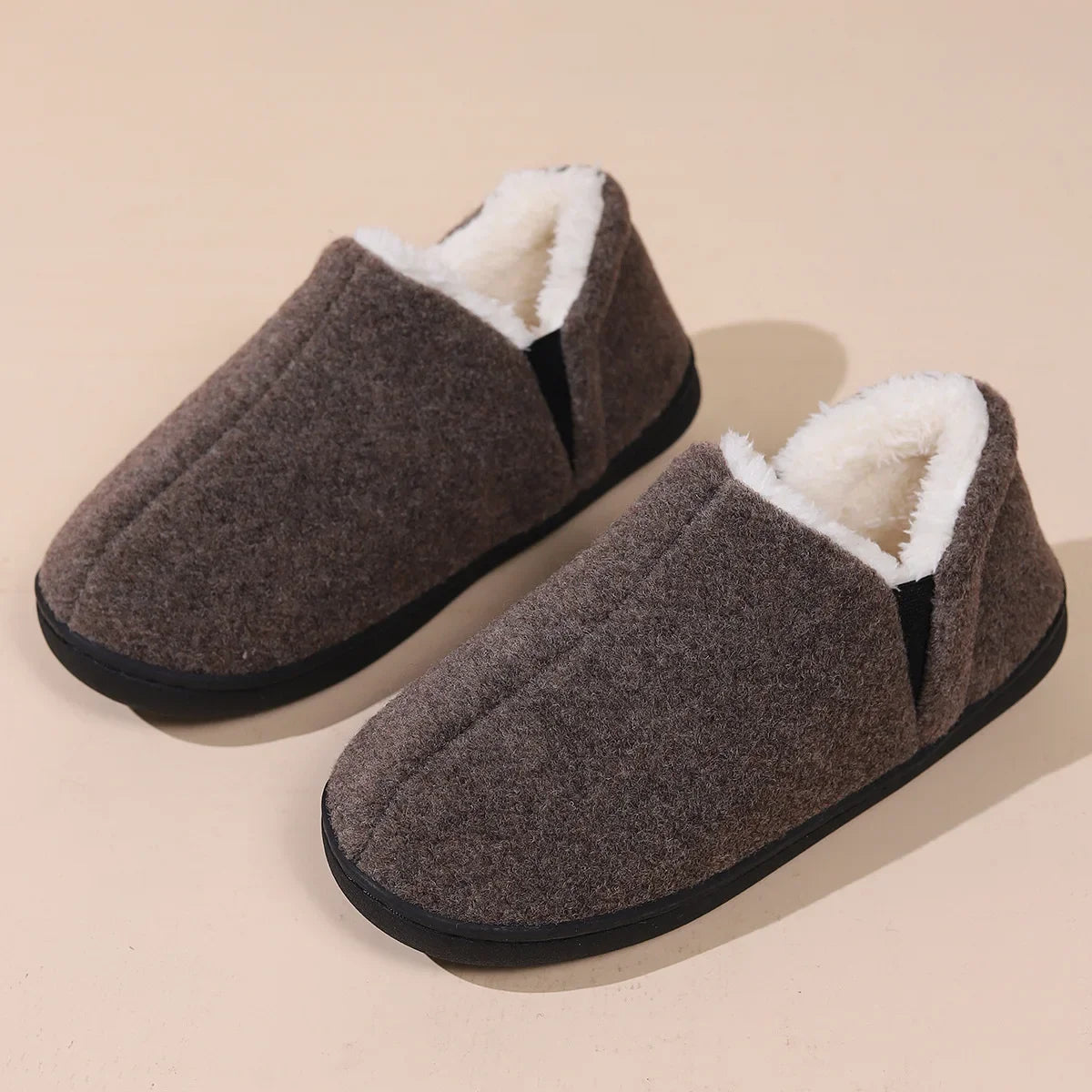 Winter Slippers For Men Outdoor Antiskid Men Slippers Fashion Casual Warm Fluffy Slippers Indoor Plush Flat Men Shoes