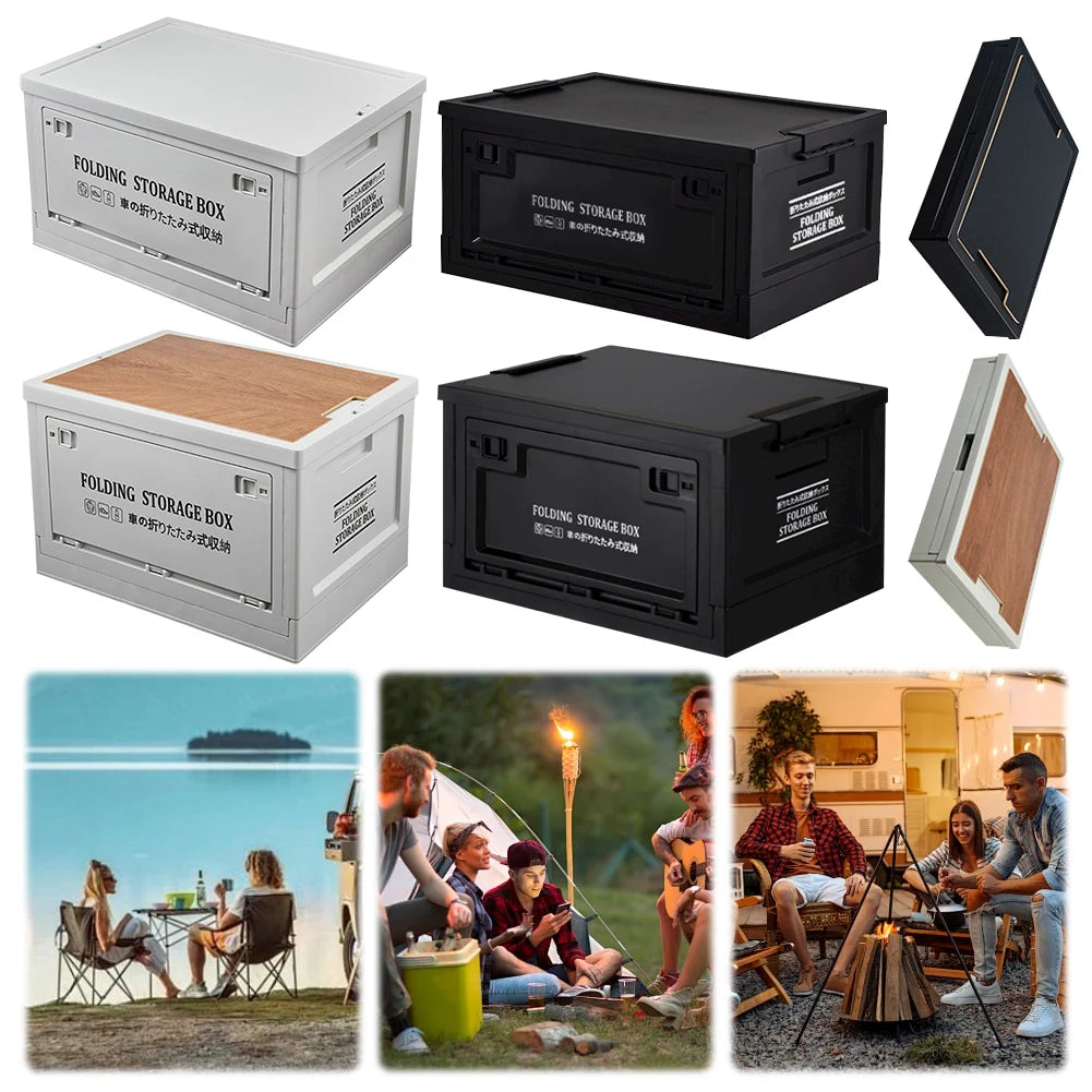 20/30L Camping Storage Box Large Capacity Foldable Storage Bin Multifunctional Outdoor Bench Chopping Board for Home Outdoor