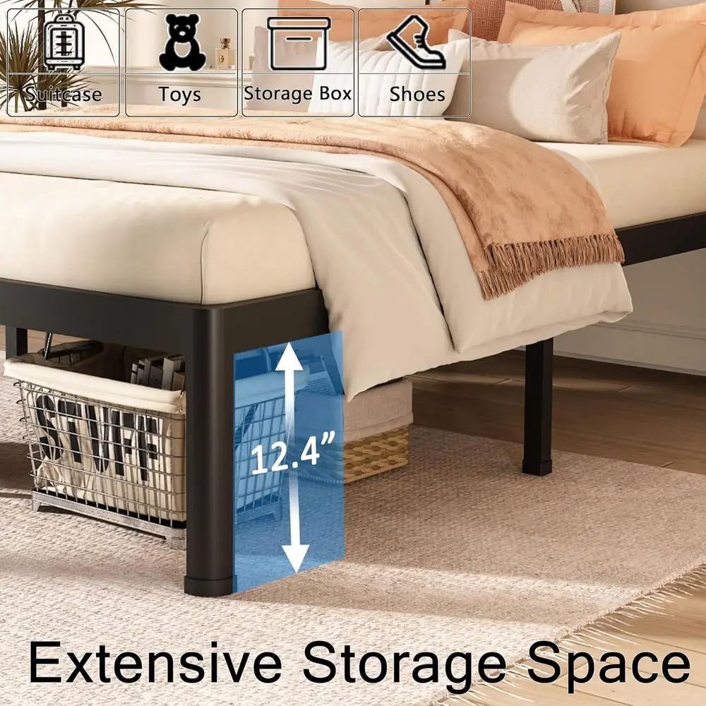 14 Heavy Duty Metal Platform Bed Frame - Full Size, Round Corner Legs, 3500 lbs Capacity, No Box Spring Needed