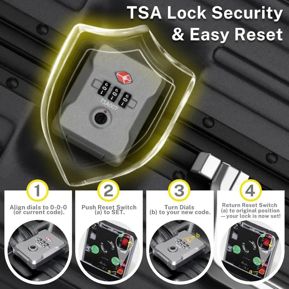 Carry On Luggage 20 inch Aluminum Frame Suitcase with Spinner Wheels No Zipper Hardshell PC+ABS Luggages TSA Lock Zipperle