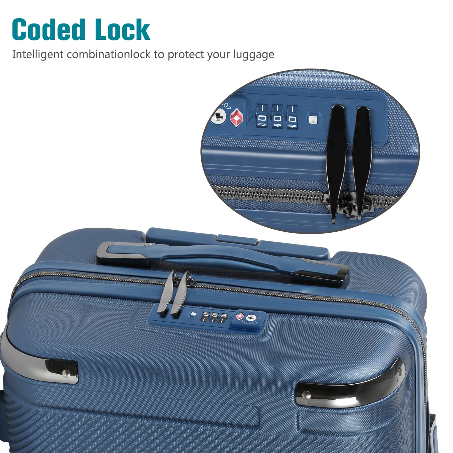 3-Piece PP Hardshell Suitcase Set 20/24/28in - Lightweight Luggage w/360° Spinner Wheels & TSA Lock, Durable Carry-On