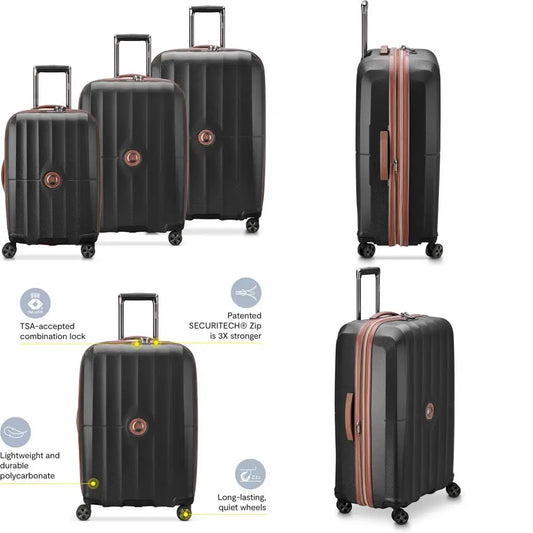 paris hardside expandable spinner luggage set, black, 3-piece (21/24/28)