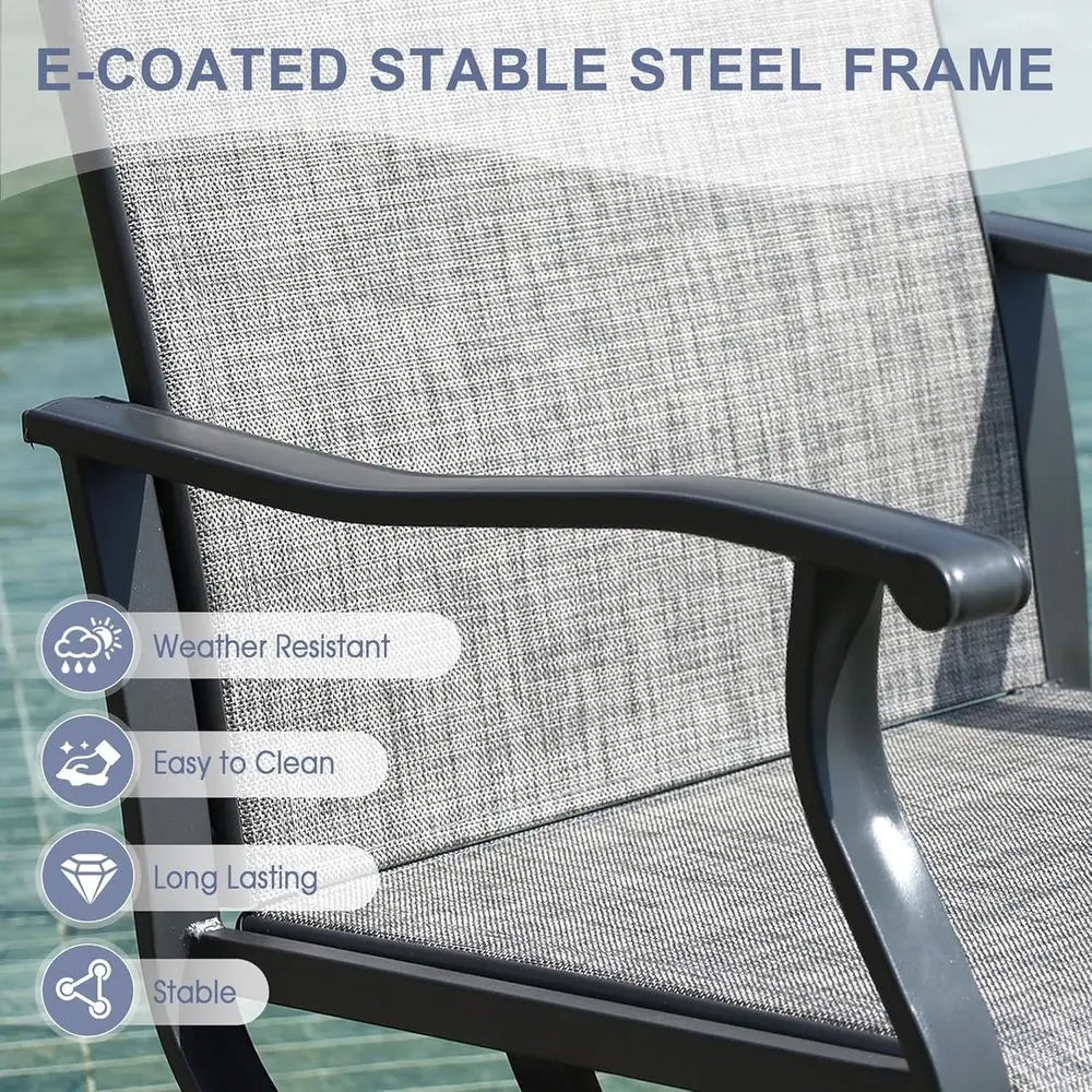 Grey Patio Dining Set: 2 Swivel Chairs & Storage Table for Outdoor Entertainment