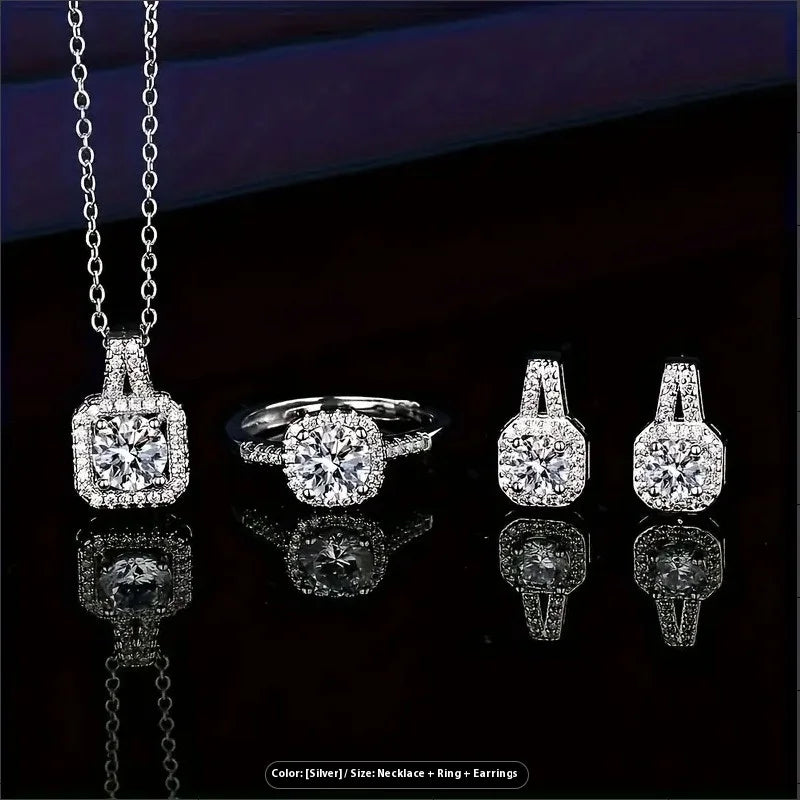 S925 Sterling Silver Natural Stone Earrings Set Necklace