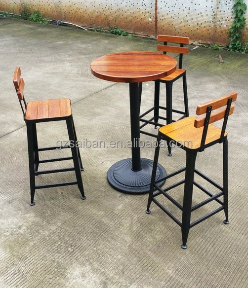 High Quality 4 Seater Dining Table Set Outdoor Merbau Wooden Garden Furniture Outdoor Bar Table And Chair Set