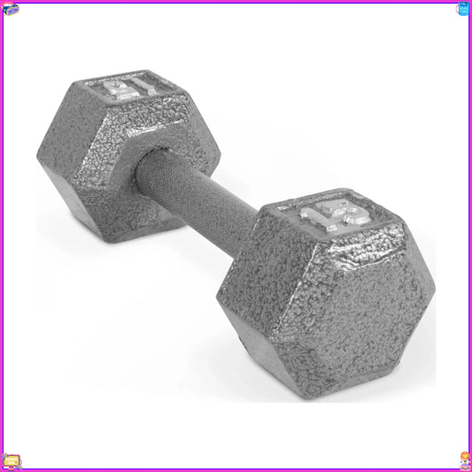 15lb Hex Dumbbell Cast Iron Weight - For Home Gym Strength Training - Perfect for Men & Women Fitness Workouts