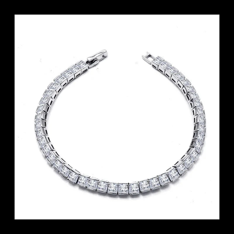 S925 Sterling Silver Single Row Zircon Hip Hop Internet Celebrity Full Zircon Bracelet Bracelet Jewelry