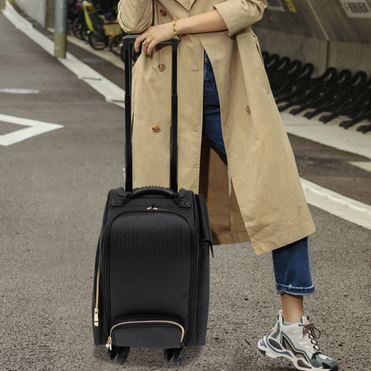 Rolling Makeup Train Case Cosmetic Storage Organizer with 6 Removable Cosmetic Bags Rolling Trolley Cosmetic Case for Makeup