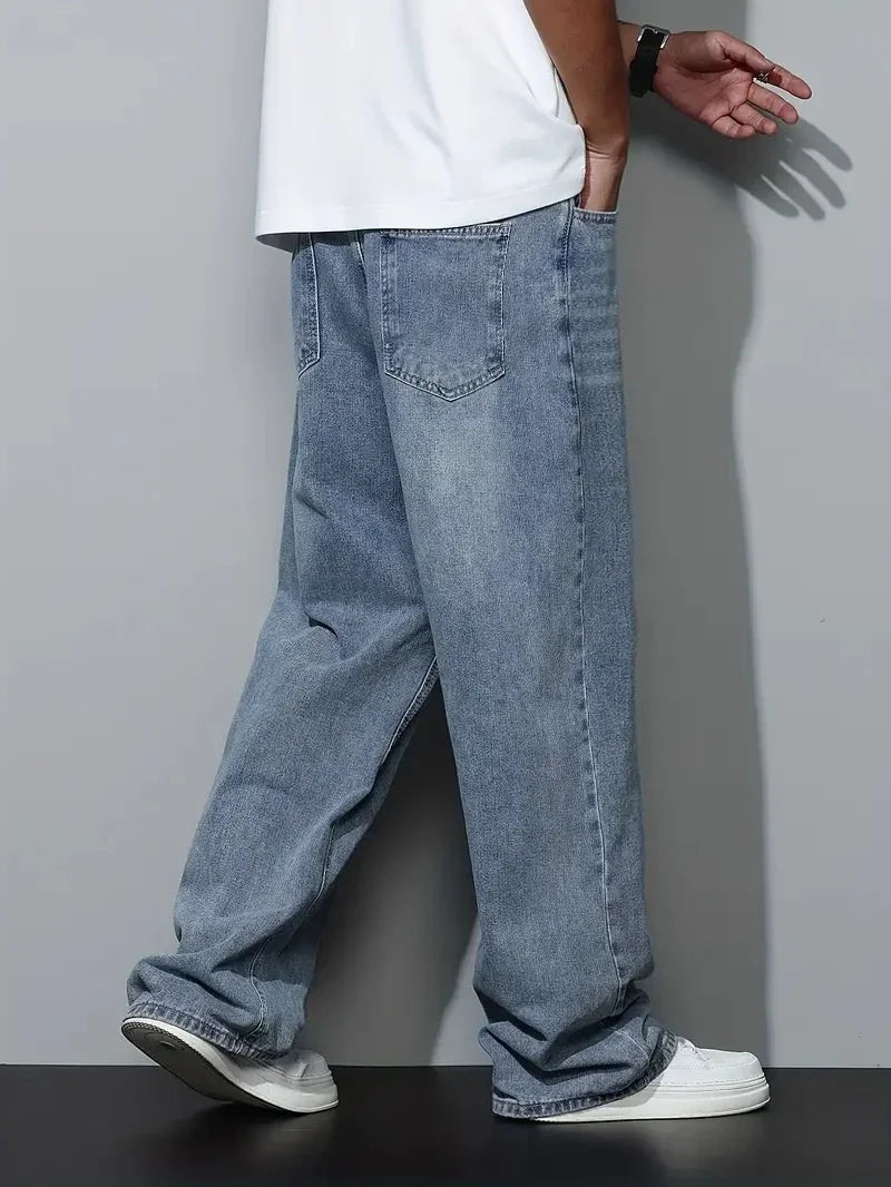 Men's Baggy Jeans Relaxed Fit Loose Straight Leg Trousers for Casual Streetwear Daily Oversized Denim Pants