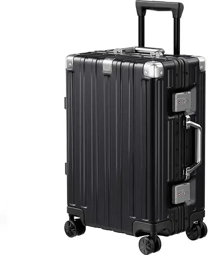 Carry On Luggage 20 inch Aluminum Frame Suitcase with Spinner Wheels No Zipper Hardshell PC+ABS Luggages TSA Lock Zipperle
