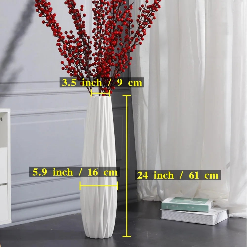 Large Decorative Ceramic Floor Vase 24 Inches Tall for Home Living Room Centerpieces, Table Decor, and Shelves