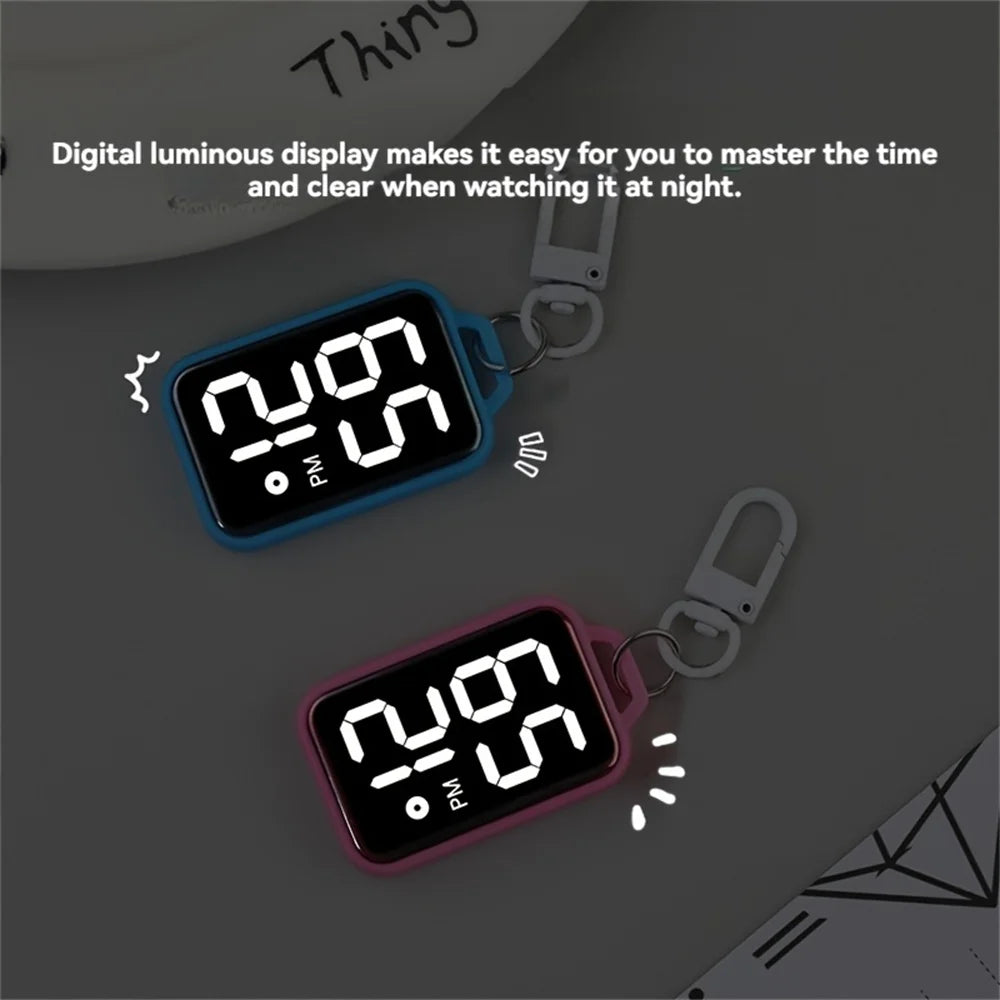 1/4pcs LED Keychain Pocket Watch Digital Display Electronic Watch for Youngster Student Backpacks Keys Pendant Timepiece Present