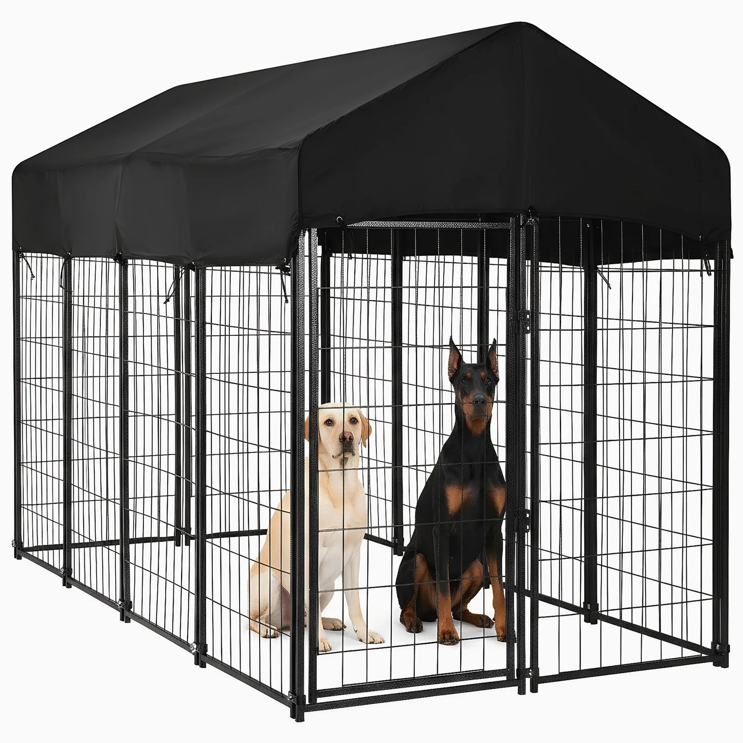 Outdoor Secure Wire Crate Kennel Steel Material Outdoor Dogs Welded Wire Kennels Waterproof Tarpaulin for Medium To Small Dog
