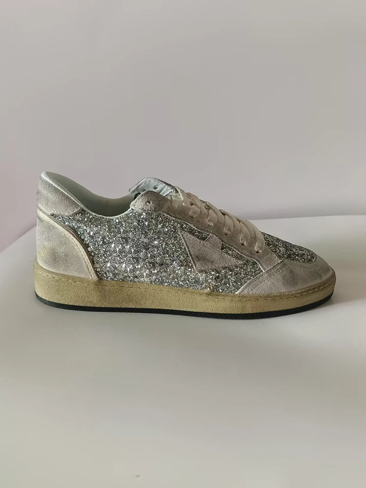 Spring Summer Fashion Outdoors Simplicity Casual Flat Bottom Low-top Shoes Women's Breathable Round Toe Patchwork Lace-Up Shoes