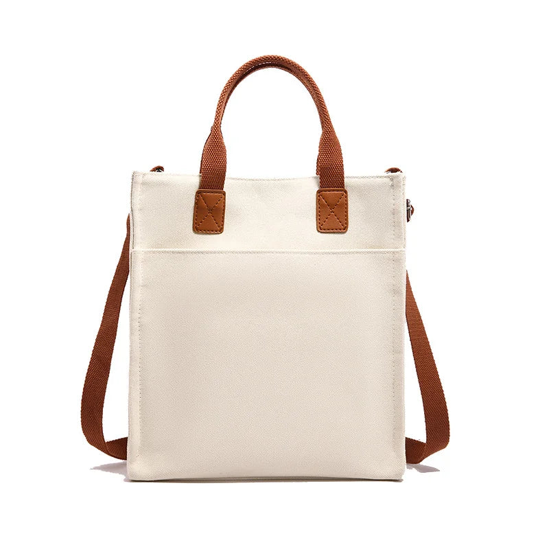 Women's Canvas Tote Bag - Large-capacity, lightweight, reusable eco-friendly shopping bag with adjustable crossbody straps-tan