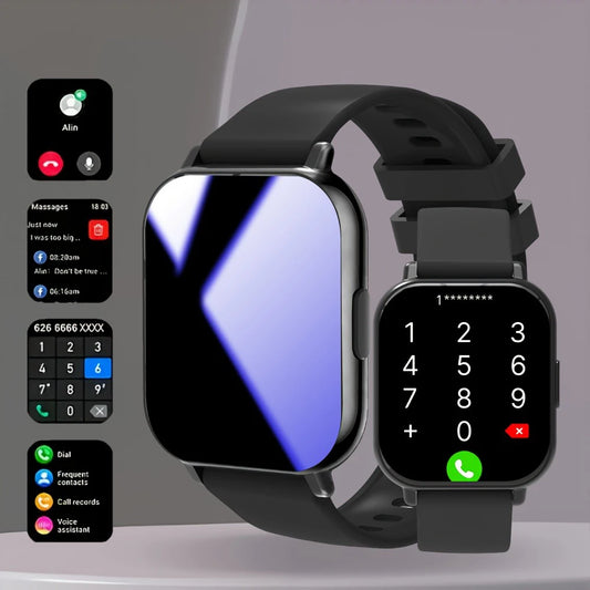 2025 Smart Watch for Men Women Square HD Screen: Wireless Calling with Dial Pad, Frequent Contacts Message Reminder